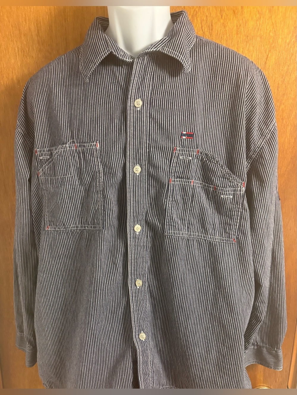 MENS Vintage Bugle Boy Striped Button Down Shirt SZ.XL